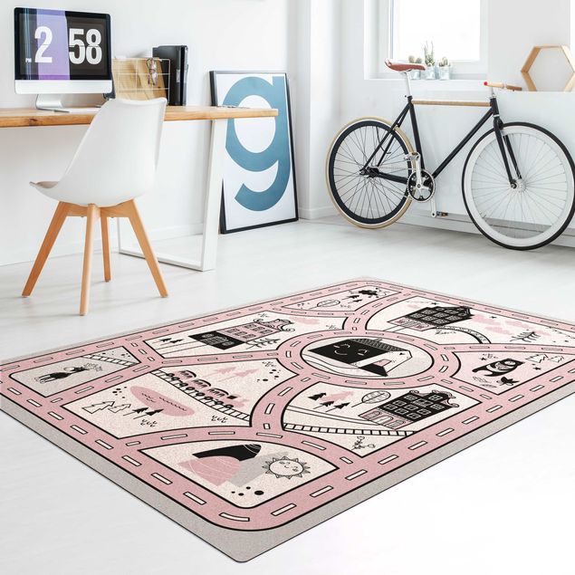 tappeto design moderno Scandinavia - La città rosa