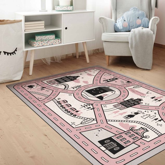 tappeto design moderno Scandinavia - La città rosa