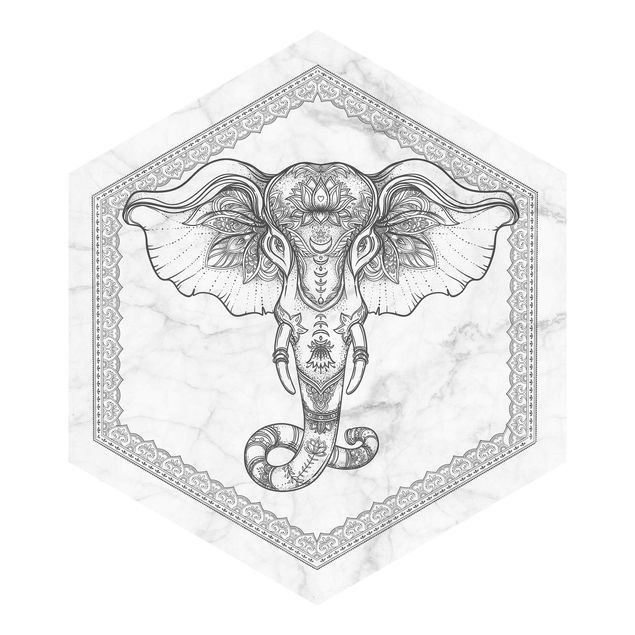 Carta da parati esagonale Elefante spirituale in marmo