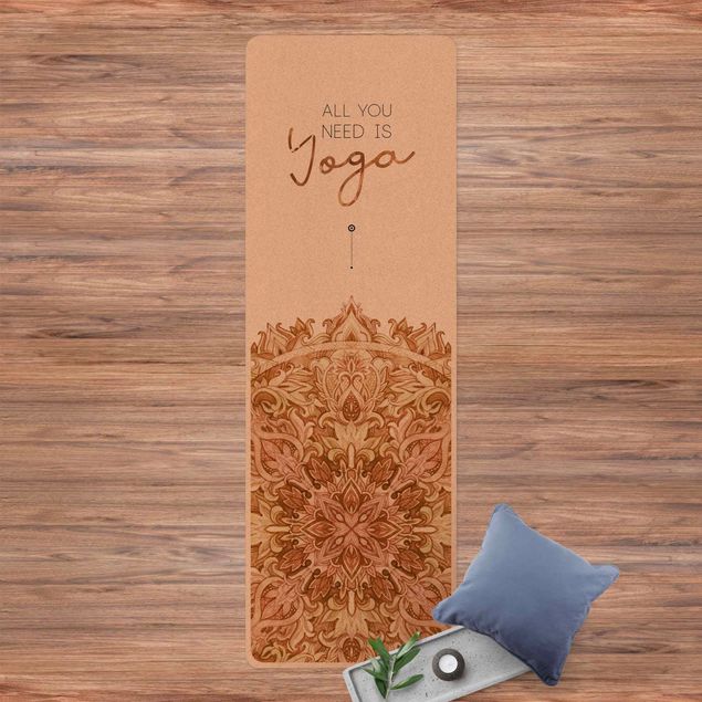 tappeto design moderno Testo All You Need Is Yoga Arancione