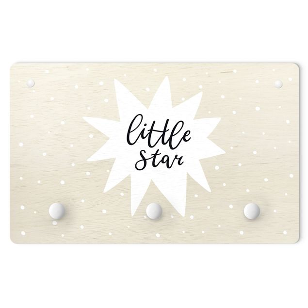Appendiabiti da parete con pannello Testo Little Star Con Stella in Bianco