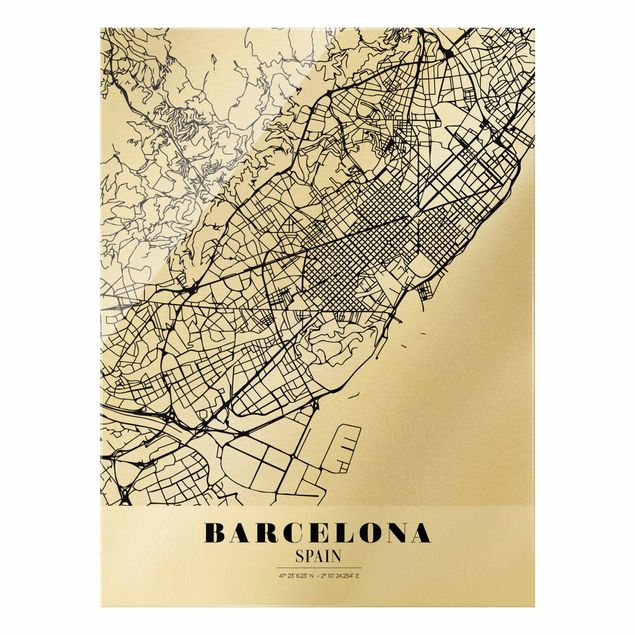 Magnettafel Glas Mappa di Barcellona - Classica