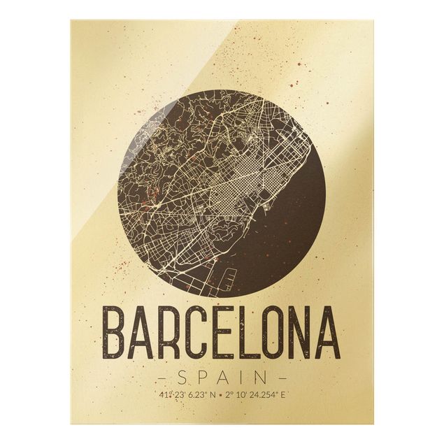 Quadri stampe Mappa della città di Barcellona - Retrò