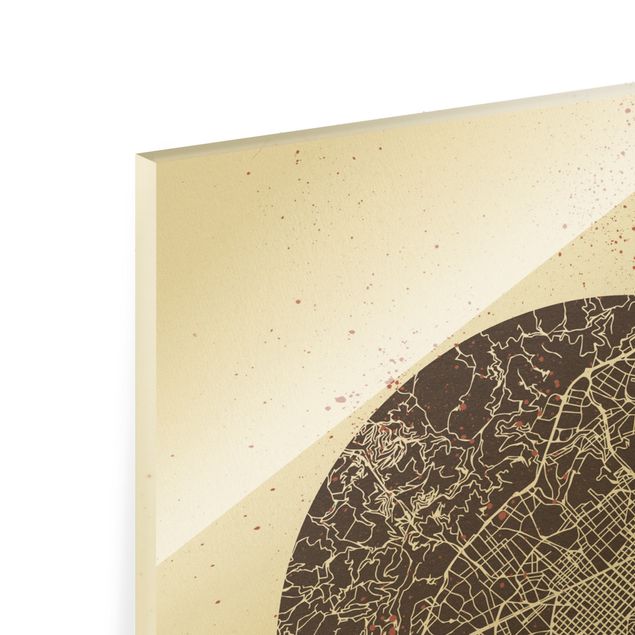 Glas Magnetboard Mappa della città di Barcellona - Retrò