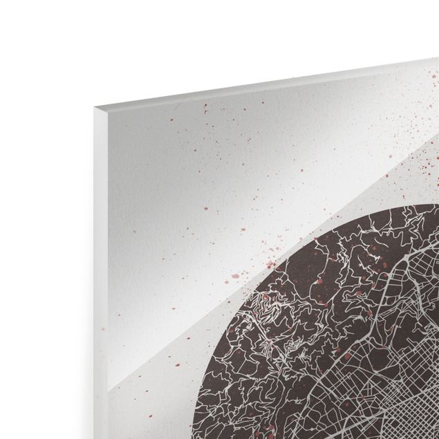Glas Magnetboard Mappa della città di Barcellona - Retrò