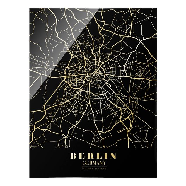 Quadri moderni per arredamento Mappa della città di Berlino - Nero classico