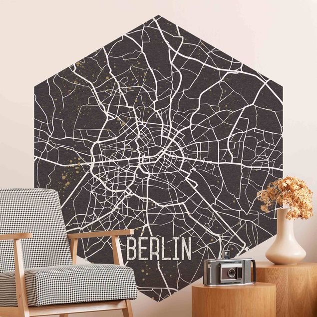Carta parati adesiva Mappa della città di Berlino - Retrò