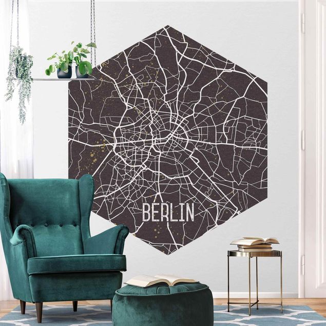 Carta parati vintage Mappa della città di Berlino - Retrò