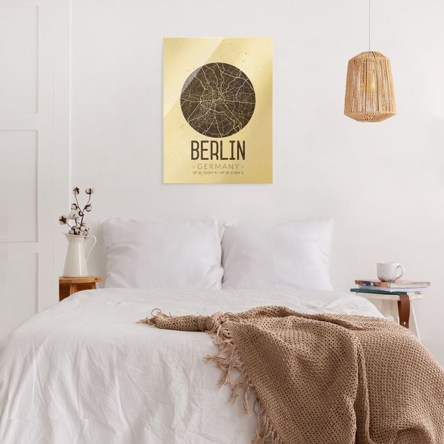 Quadri in bianco e nero Mappa della città di Berlino - Retrò