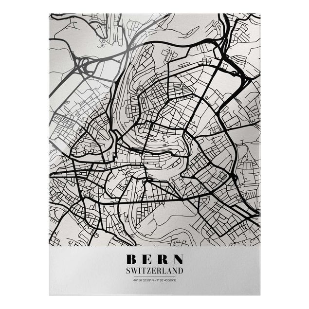 Glas Magnetboard Mappa di Berna - Classica