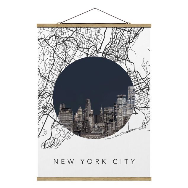 Quadro planisfero Collage di mappe di New York