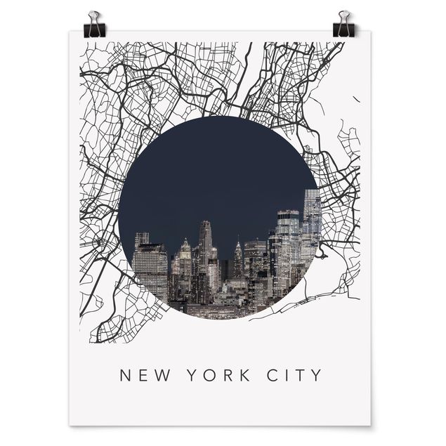 Quadro mappamondo Collage di mappe di New York