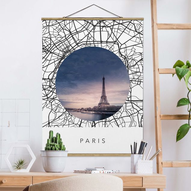 Quadri di Parigi Collage di mappe di Parigi