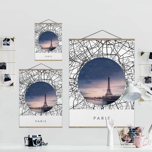 Quadri stampe Collage di mappe di Parigi