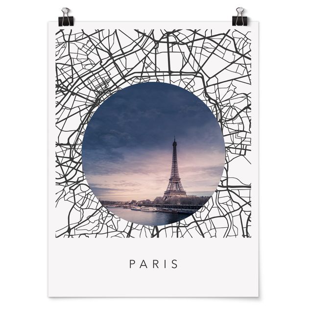 Quadri mappamondo Collage di mappe di Parigi