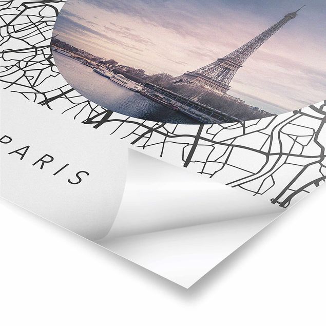Stampe Collage di mappe di Parigi