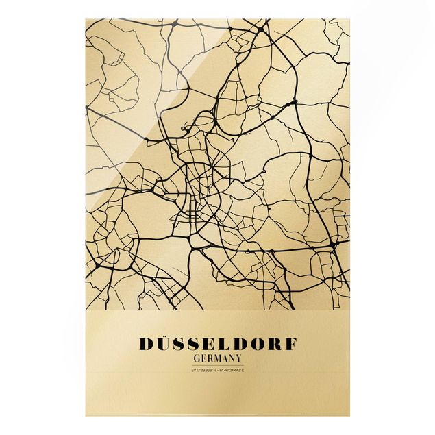 Magnettafel Glas Mappa di Dusseldorf - Classica