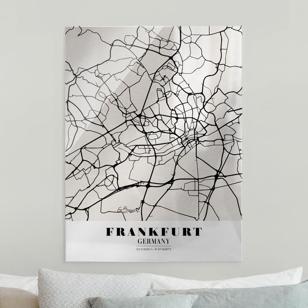 Quadri in vetro con mappamondo Mappa di Francoforte - Classica