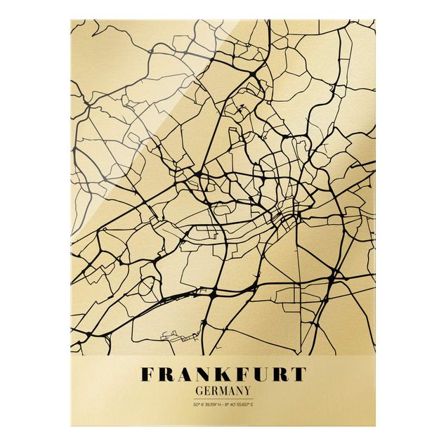 Magnettafel Glas Mappa di Francoforte - Classica