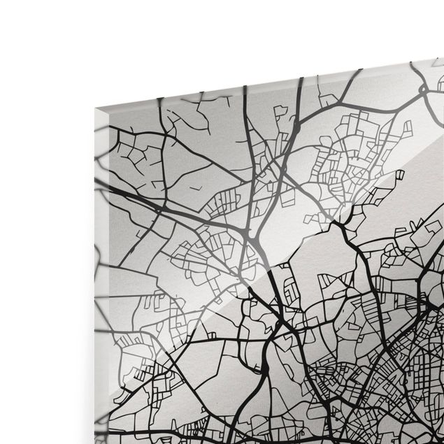 Glas Magnettafel Mappa di Amburgo - Classica