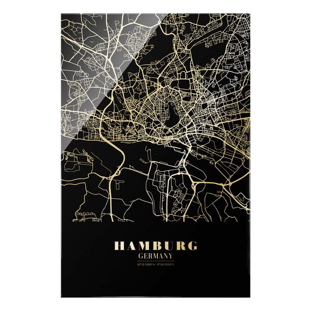 Stampe Mappa di Amburgo - Nero classico