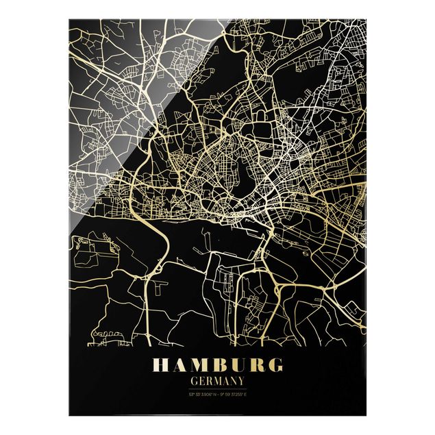 Stampe Mappa di Amburgo - Nero classico