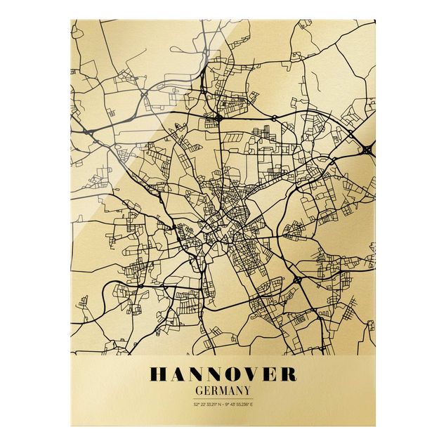 Magnettafel Glas Mappa di Hannover - Classica