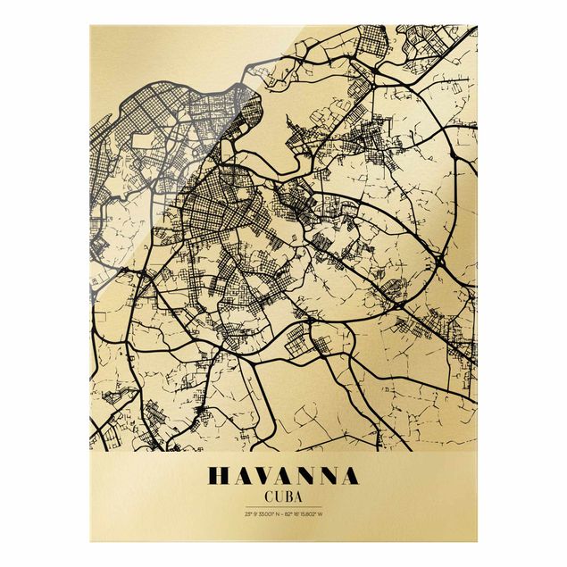 Glas Magnettafel Mappa dell'Avana - Classica
