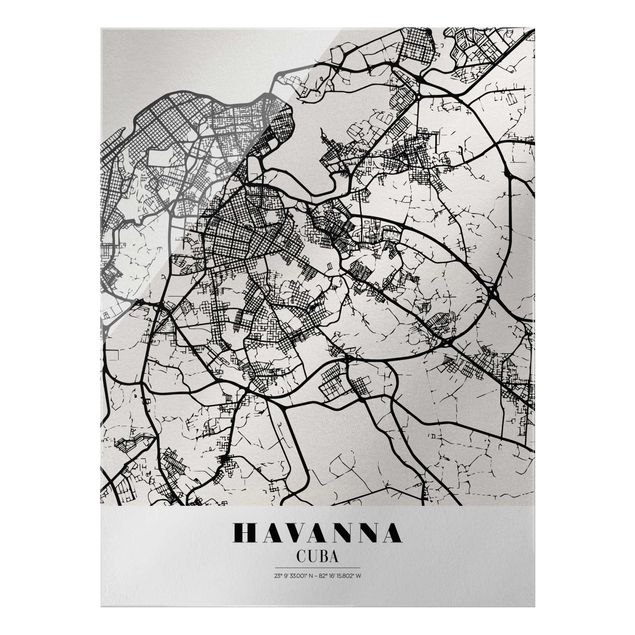 Glas Magnettafel Mappa dell'Avana - Classica