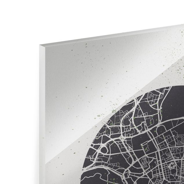 Magnettafel Glas Mappa di Lisbona - Retrò