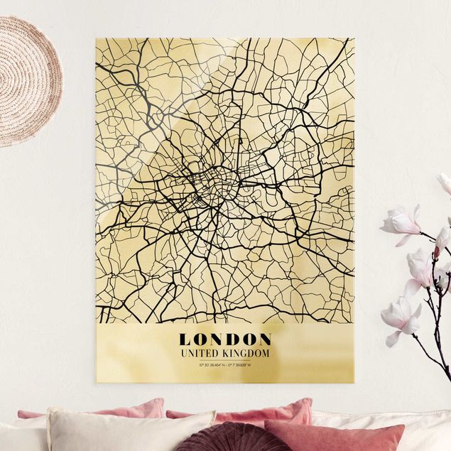 Quadri in vetro Londra Mappa di Londra - Classica