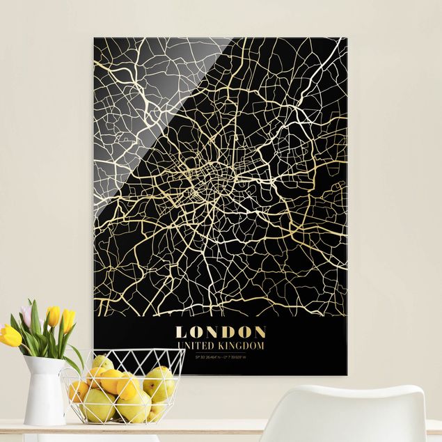 Quadri Londra Mappa di Londra - Nero classico