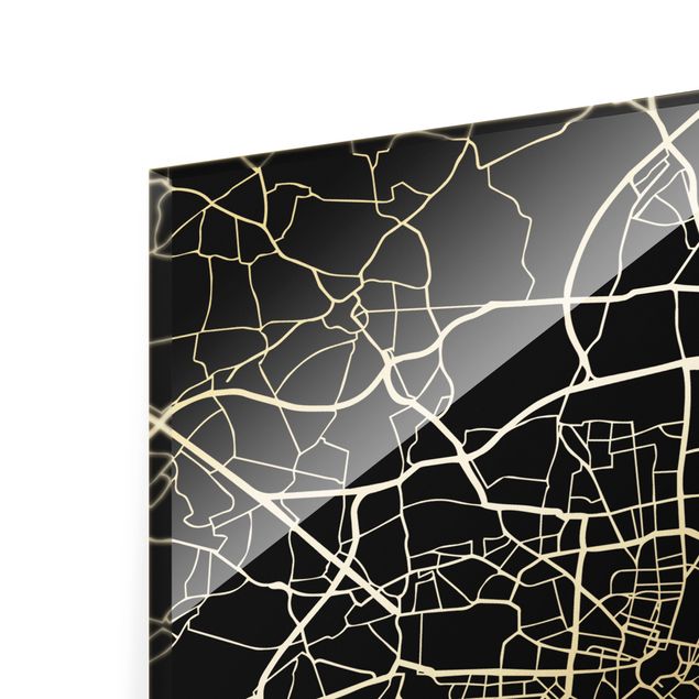 Quadro in vetro - Pianta della città Monaco - Classico nero - Formato verticale