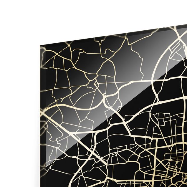 Quadro in vetro - Pianta della città Monaco - Classico nero - Formato verticale
