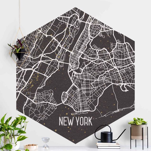 Carte da parati adesive Mappa della città di New York - Rétro