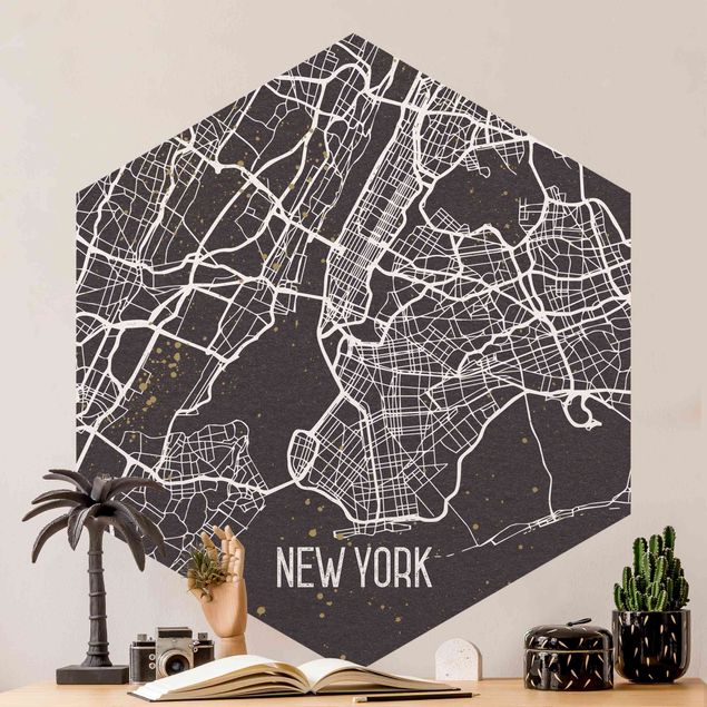 Carta da parati New york Mappa della città di New York - Rétro