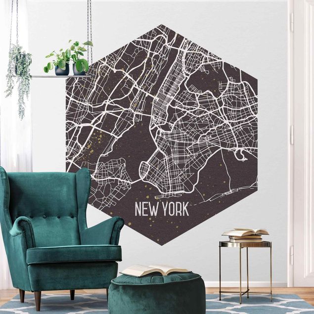 Carta da parati vintage Mappa della città di New York - Rétro