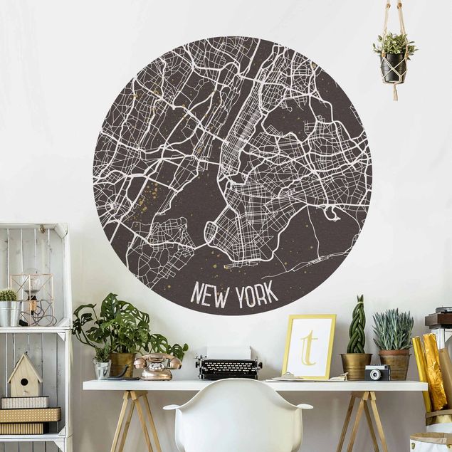 Carte da parati New york Mappa della città di New York - Rétro