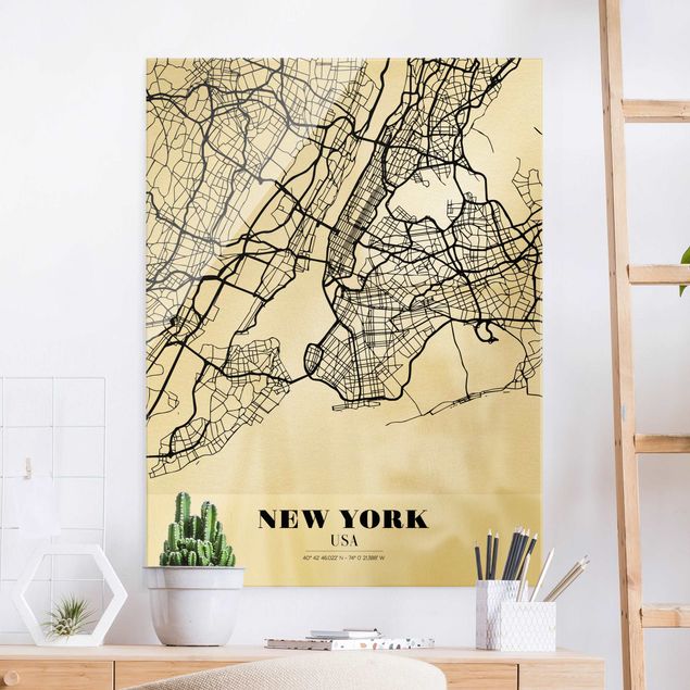 Quadri in vetro New York Mappa di New York - Classica