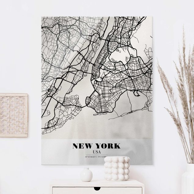 Quadri in vetro New York Mappa di New York - Classica