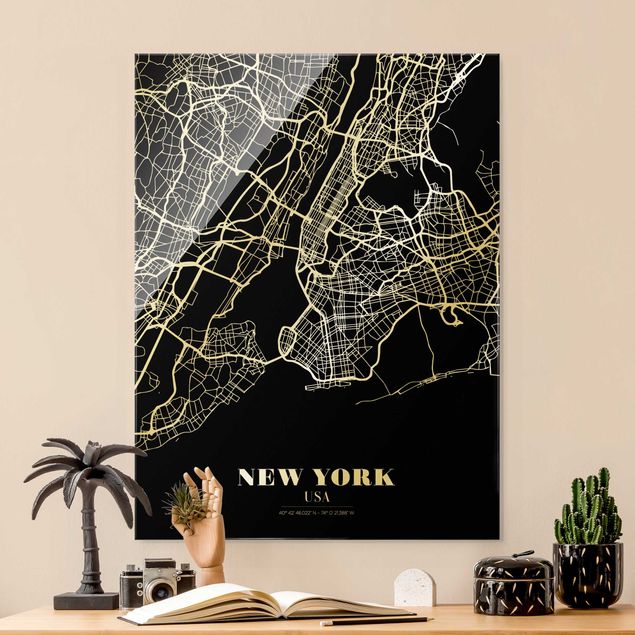 Quadro New york Mappa di New York - Nero classico
