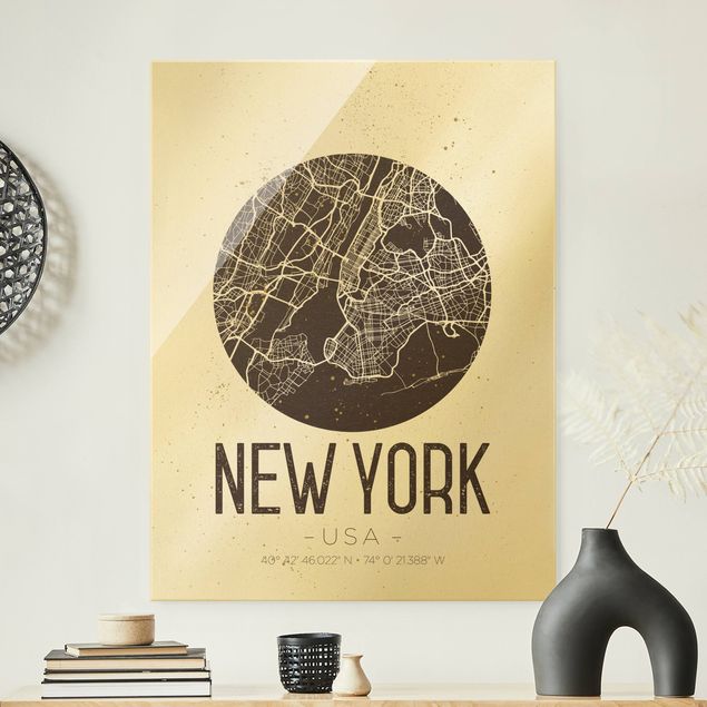 Quadri New york Mappa di New York - Retrò
