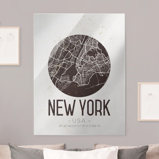 Quadri New york Mappa di New York - Retrò