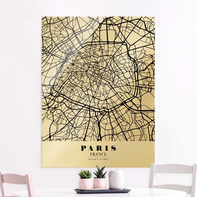 Quadri in vetro Parigi Mappa di Parigi - Classica