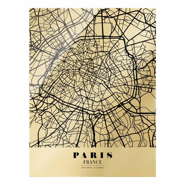 Quadri bianco e nero Mappa di Parigi - Classica