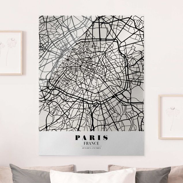 Quadri in vetro Parigi Mappa di Parigi - Classica