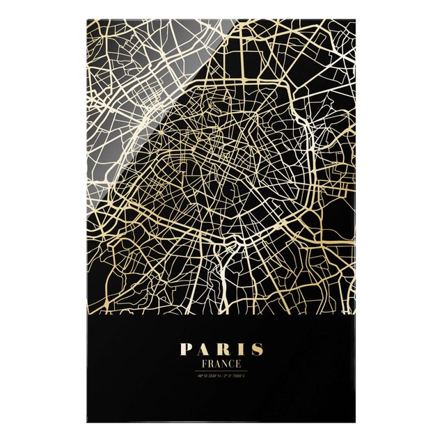 Quadri moderni   Mappa di Parigi - Nero classico
