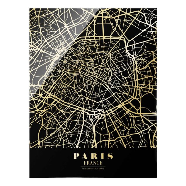 Quadri moderni   Mappa di Parigi - Nero classico