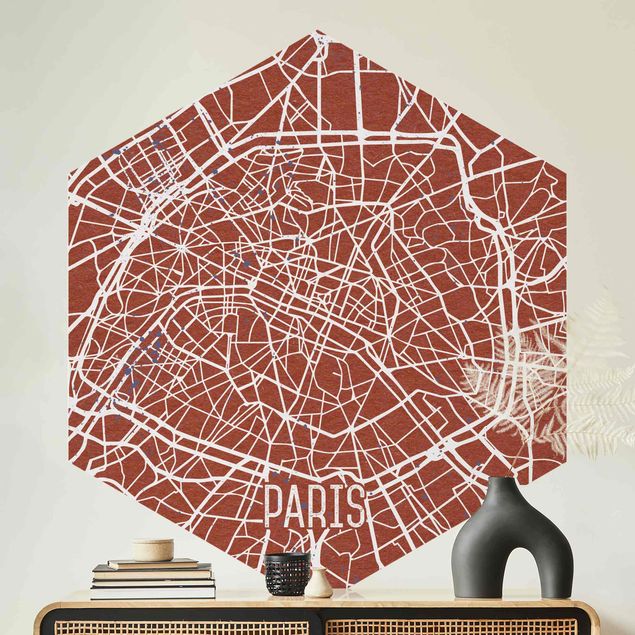 Carta parati Parigi Mappa della città di Parigi - Retrò