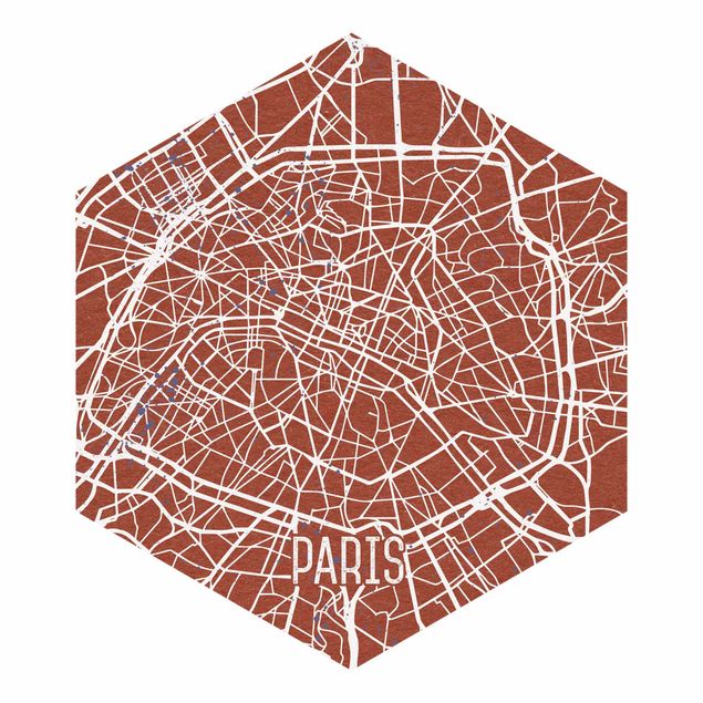 Carte da parati marroni Mappa della città di Parigi - Retrò